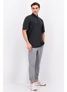 Greg Norman Men Sportswear Fit Training Stripe Short Sleeve Polo Shirt, Black  - Image 4