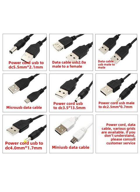 سلك طاقة بفتحة مستديرة ذكر USB إلى DC5.5/4.0/3.5/2.5 مللي متر كابل بيانات واجهة أنثى خط شاحن عالمي اللون: USB إلى MICRO