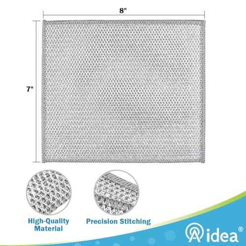 AIDEA Non Scratch Wire Dishcloth 24PK, Wire Dishwashing Rag for Wet and Dry, Washable Dish Rags No Odor, Cleaning Pads Steel Scrubber for Cookware, Sinks, Dishes, Stove Tops, 7"×8" - Image 4
