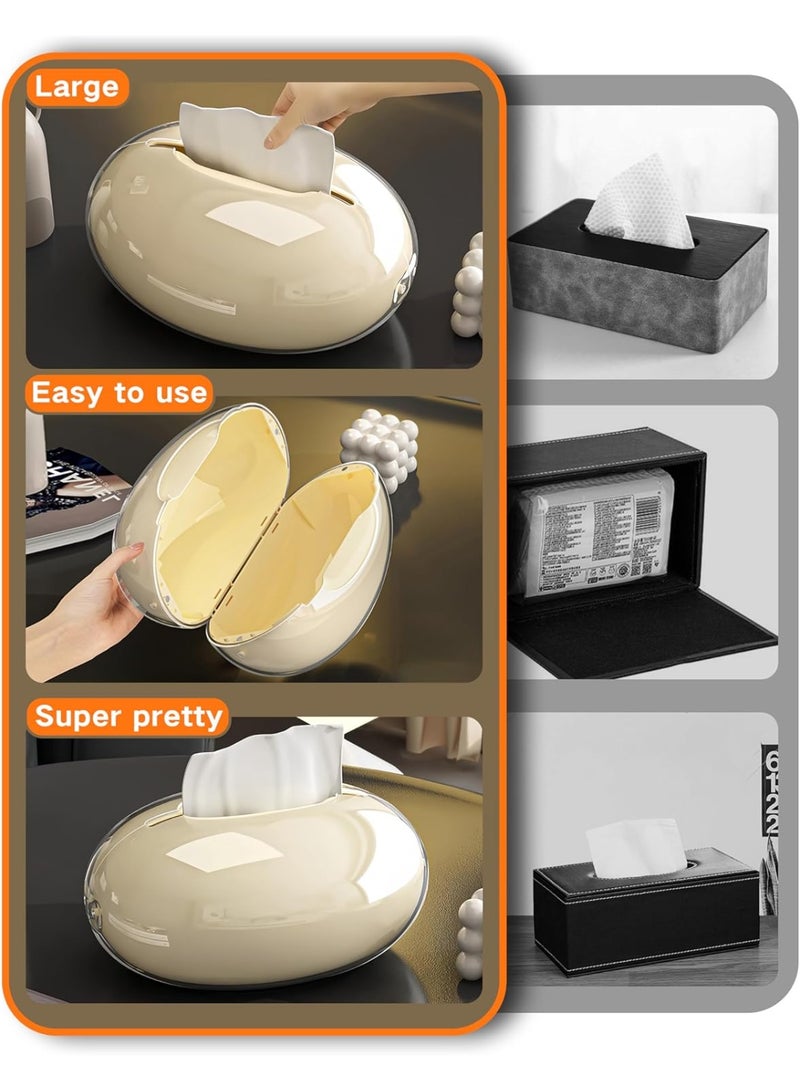 PTTIMFFM High End Creative Tissue Box Holder,Decorative Tabletop Tissue Case for Living Room or Coffee Table,Beige Home Accent to Elevate Interior Style - Image 2