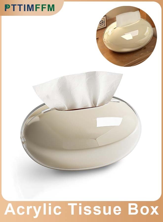 PTTIMFFM High End Creative Tissue Box Holder,Decorative Tabletop Tissue Case for Living Room or Coffee Table,Beige Home Accent to Elevate Interior Style - Image 1