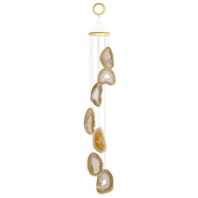 Handmade Agate Wind Chime for Home Garden Decor Slice Crystal Stone Wind Chimes Outdoor Original Color 2734 inch