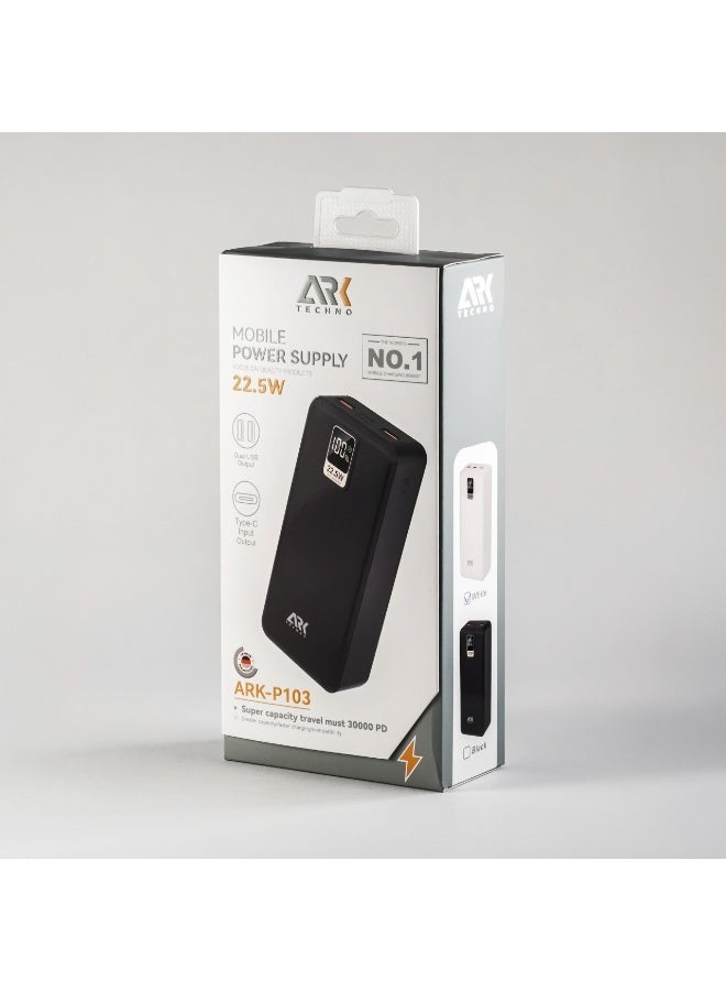 ARKTechno ARK-P103 30000mAh Power Bank | 22.5W + PD 20W Fast Charging | Dual USB Output Cables | Digital LED Display | Universal Compatibility for Smartphones, Tablets & Laptops - Image 5