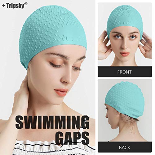Tripsky Silicone Swim Cap,Comfortable Bathing Cap Ideal for Curly Short Medium Long Hair, Swimming Cap for Women and Men, Shower Caps Keep Hairstyle Unchanged (Green) - Image 5