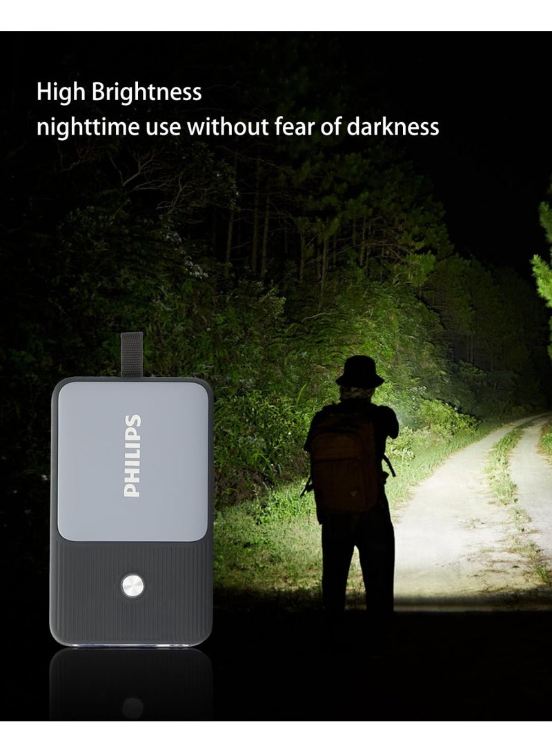 Philips Pocket-Size Rechargeable Torch Light | 350 Lumens Brightness | UV Banknote Detection Mode | 1200mAh Battery | 5 Lighting Modes (Strong, Low, Strobe, SOS, UV) | Slim Flat Design | Water & Drop Resistant | Everyday Carry Flashlight for Home, Office & Emergency Use grey - Image 2