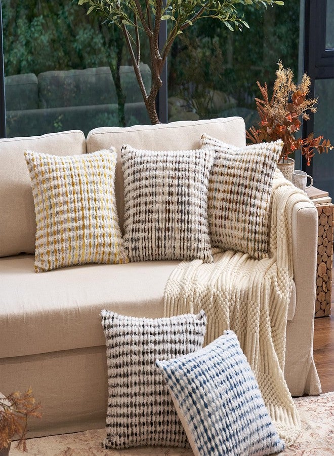 Aeckself Boho Chenille Tufted Pillow Cover 18x18 Inch, Decorative Square Throw Pillow Cover Neutral Pillowcase for Couch Bedroom Living Room, Black Gray - Image 4