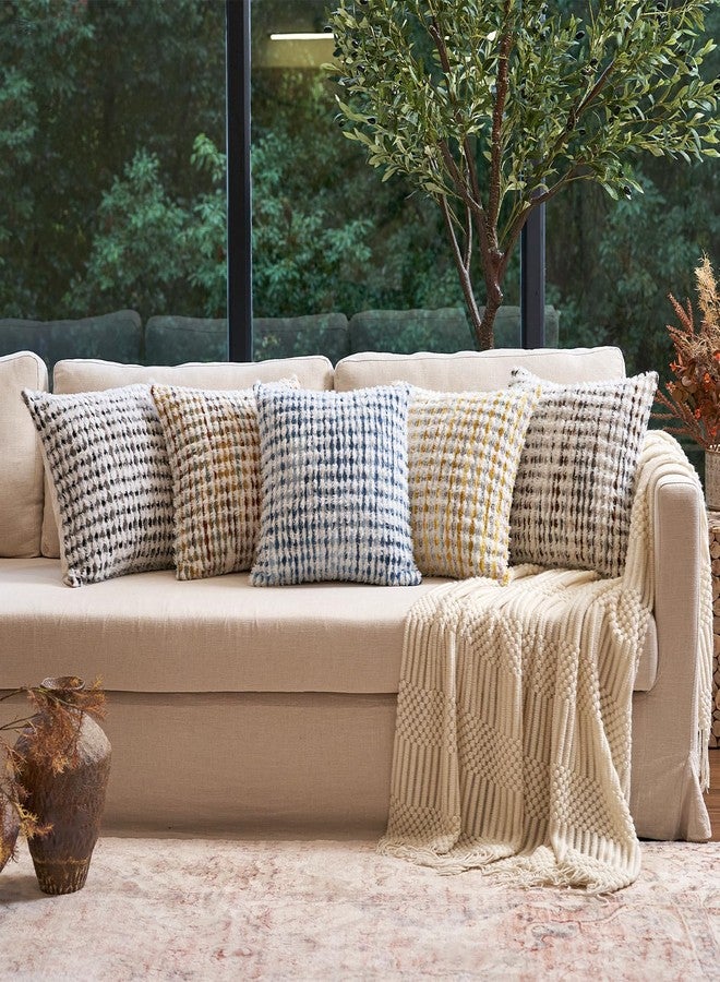 Aeckself Boho Chenille Tufted Pillow Cover 18x18 Inch, Decorative Square Throw Pillow Cover Neutral Pillowcase for Couch Bedroom Living Room, Black Gray - Image 5