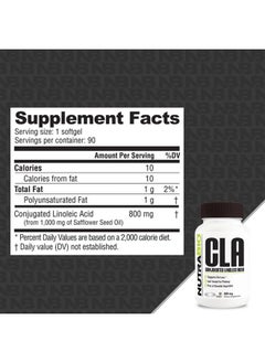 NutraBio NutraBio CLA Conjugated Linoleic Acid Supplement, 800mg - 90 Softgels  - Image 2