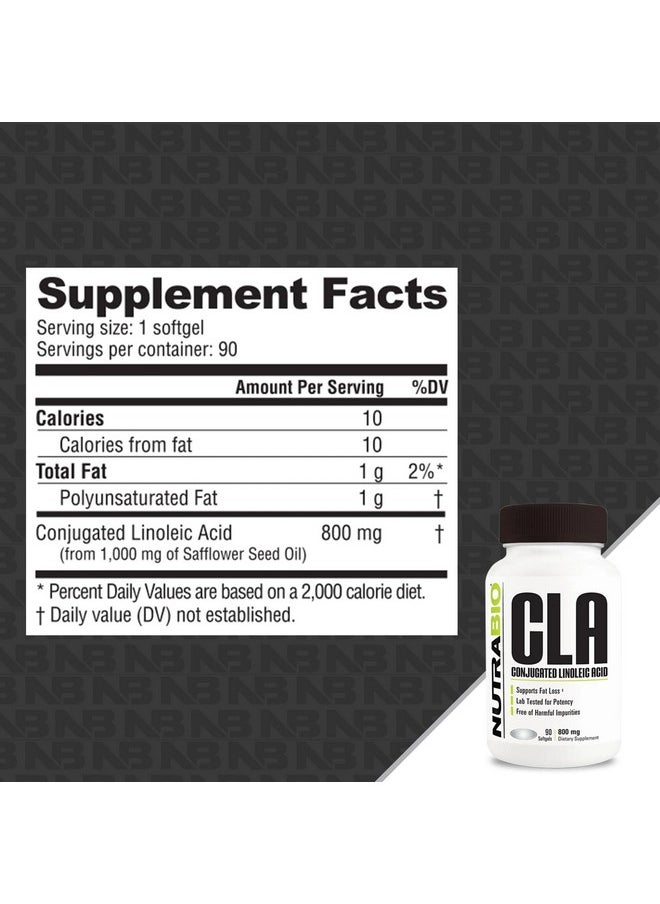NutraBio NutraBio CLA Conjugated Linoleic Acid Supplement, 800mg - 90 Softgels  - Image 2