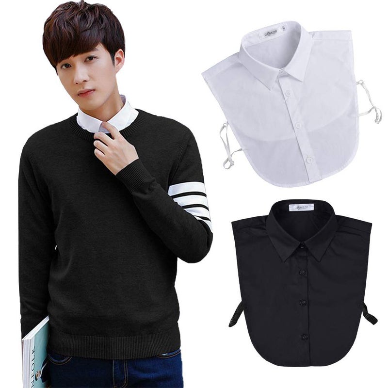 Joyci Men's Business Fake Collar Pure Cotton Dickey Collar Solid Color (White) - Image 3