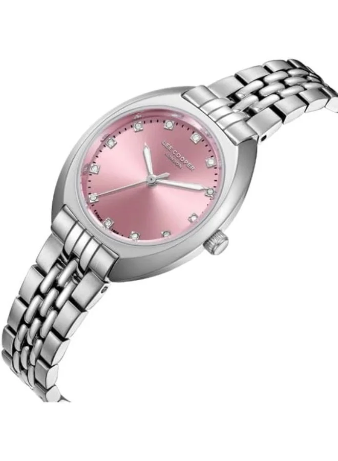 لي كوبر LEE COOPER Women's 2035 Movement Watch, Analog Display and Metal Strap - LC07989.300, Pink