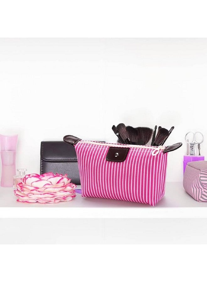 Prostuff.in® Multi-Functional Strip Fashion Design Cosmetic Pouch Travel Toiletry Carrying Purse Makeup Bag Mini Travel Waterproof Portable Zipper Foldable Pouches for Women Multicolor 1 Pcs - Image 2