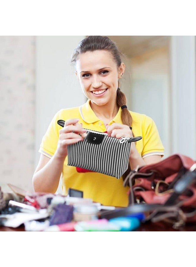 Prostuff.in® Multi-Functional Strip Fashion Design Cosmetic Pouch Travel Toiletry Carrying Purse Makeup Bag Mini Travel Waterproof Portable Zipper Foldable Pouches for Women Multicolor 1 Pcs - Image 4