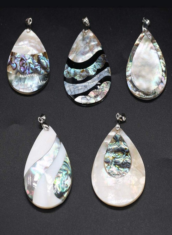 Zotoone Natural Abalone Shell Pendant,Mother of Pearl Shell Pendant,Drop Shape Shell Pendant Seashell Abalone Shell Pendant Charms for DIY Necklace Jewelry Making (Random 2 Pcs) - Image 2