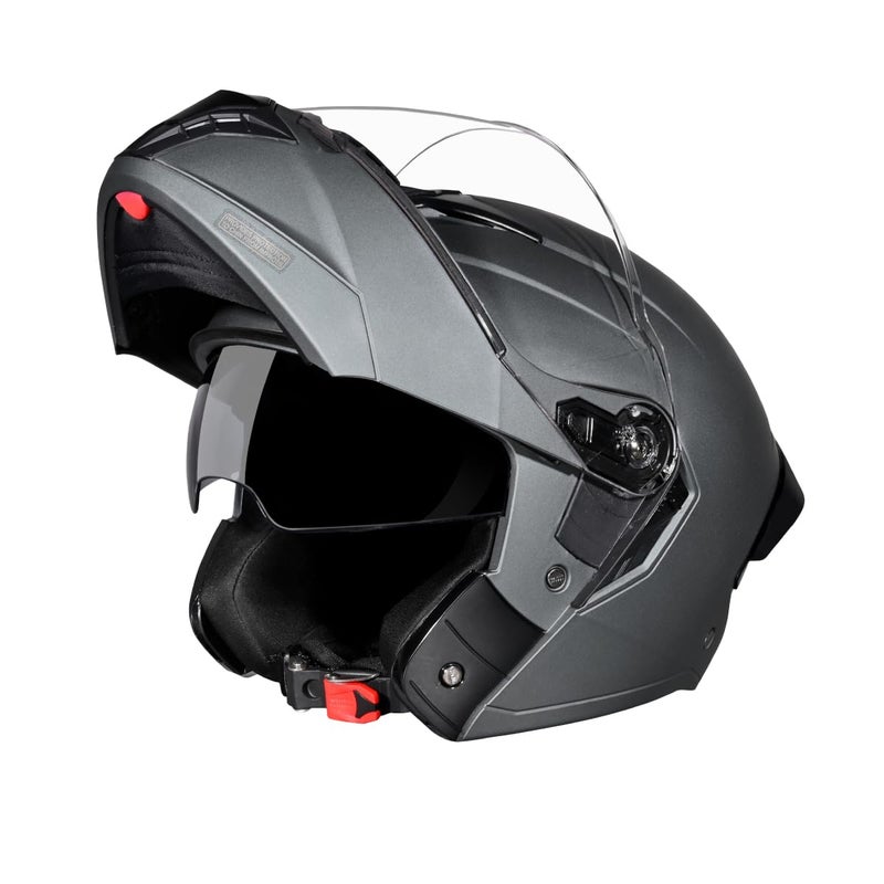 STUDDS Trooper ISI and DOT Certified Matt Finish Flip-up Full Face Helmet for Men and Women with Inner Sun Visor (Matt Gun Grey M) - Image 5