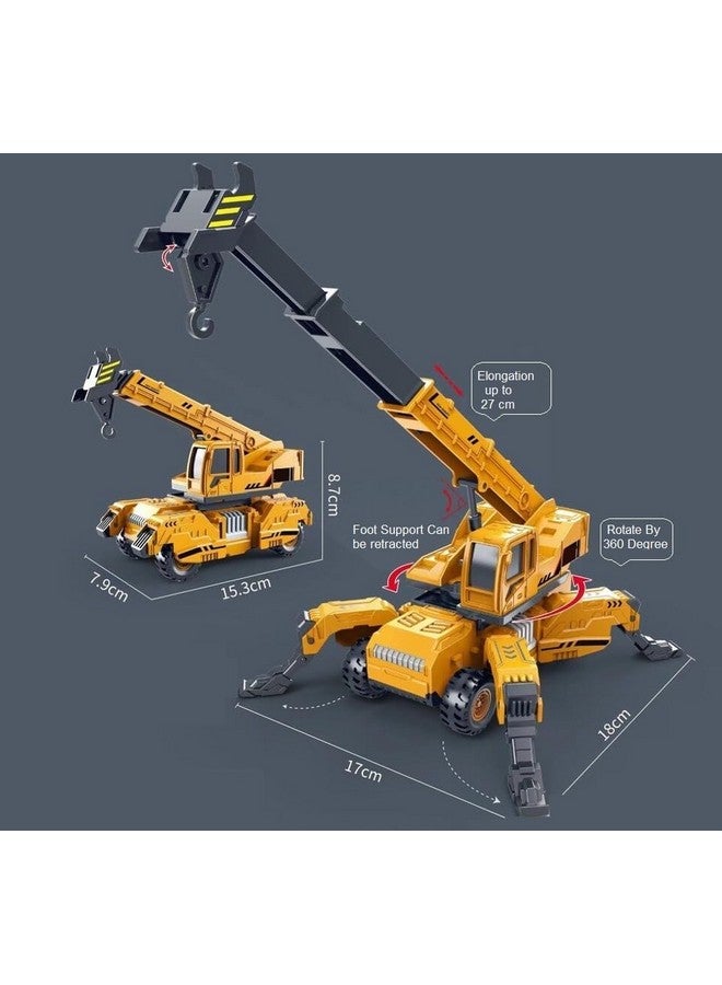 PLUSPOINT لعبة رافعة PLUSPOINT تعمل بالطاقة الاحتكاكية مع كابل ورافعة قابلة للدوران 360 درجة نموذج رافعة مع دعم عجلات متحركة مركبات البناء شاحنة للأطفال الأولاد والبنات (رافعة) - Image 2