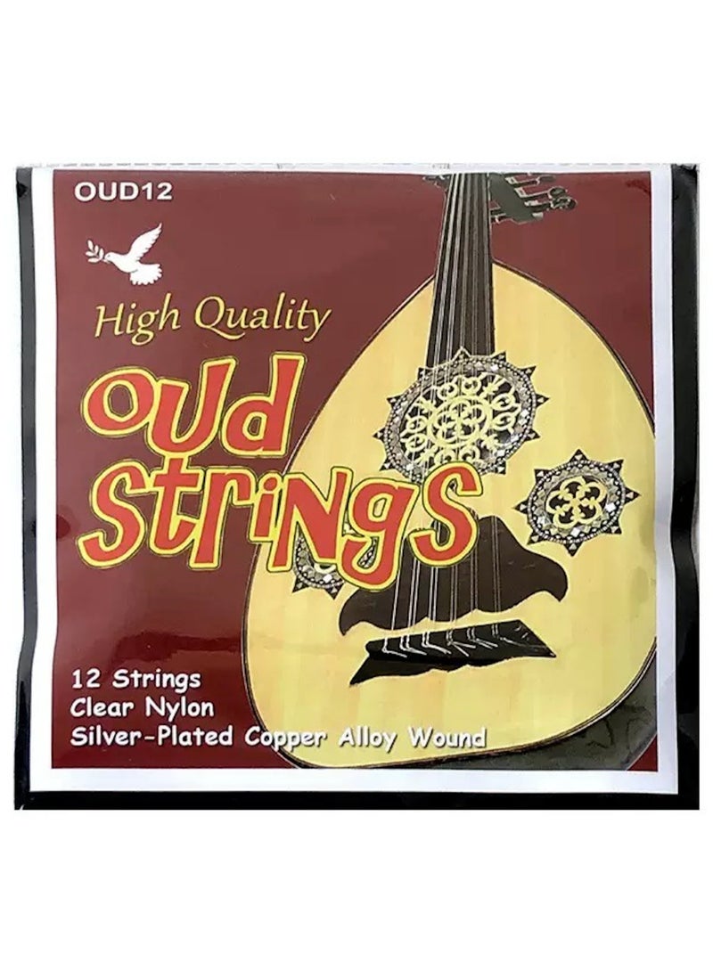 OUD12 12-String Set for Oud – Clear Nylon & Silver-Plated Copper Alloy Wound Strings - Image 1