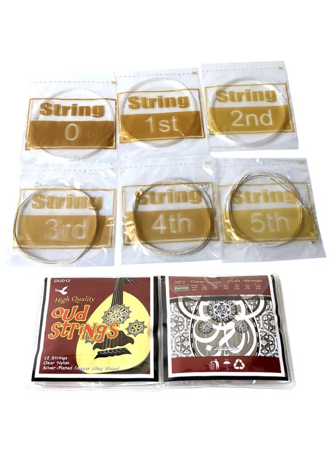 OUD12 12-String Set for Oud – Clear Nylon & Silver-Plated Copper Alloy Wound Strings - Image 2