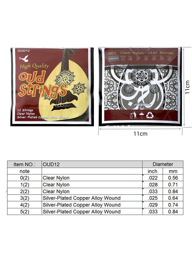 OUD12 12-String Set for Oud – Clear Nylon & Silver-Plated Copper Alloy Wound Strings - Image 3