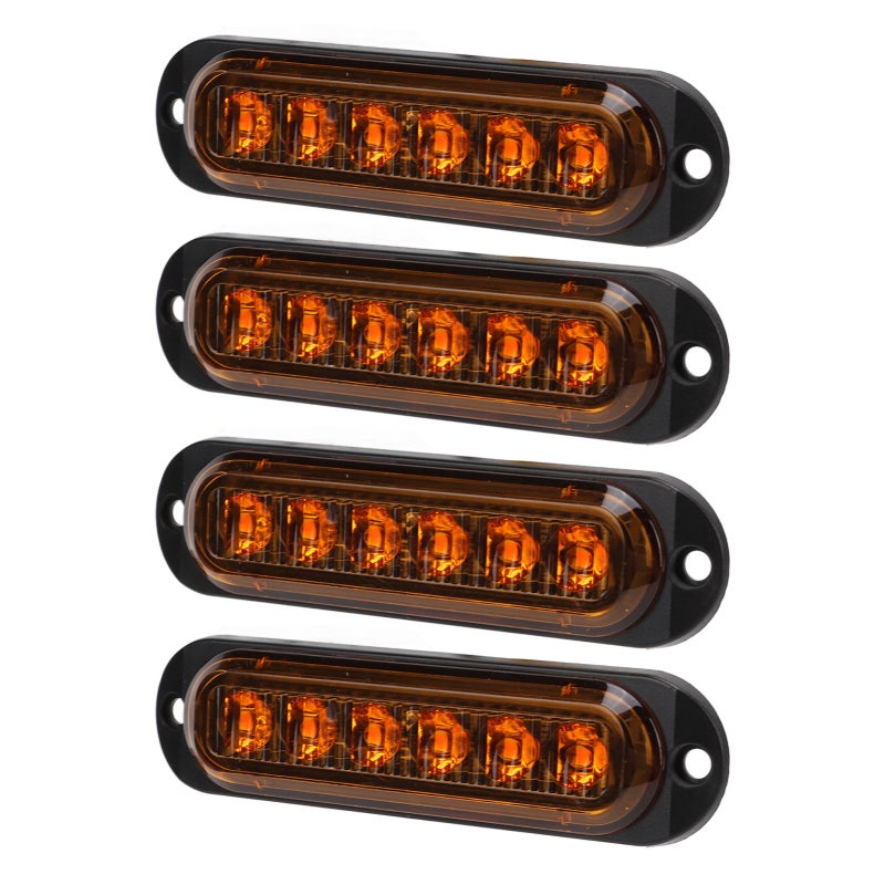 6 LED Truck Side Lights Yellow High Brightness Waterproof ABS PC Side Marker Lights - Durable Emergency Flash Light for Trucks Trailers on Rainy Foggy Days - Image 3