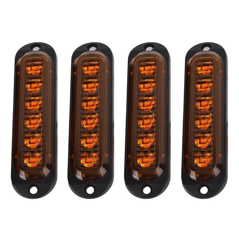 6 LED Truck Side Lights Yellow High Brightness Waterproof ABS PC Side Marker Lights - Durable Emergency Flash Light for Trucks Trailers on Rainy Foggy Days - Image 2
