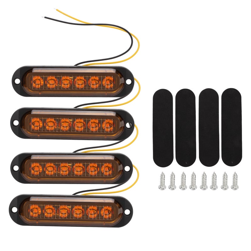 6 LED Truck Side Lights Yellow High Brightness Waterproof ABS PC Side Marker Lights - Durable Emergency Flash Light for Trucks Trailers on Rainy Foggy Days - Image 1