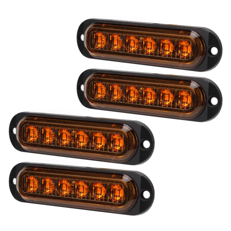 6 LED Truck Side Lights Yellow High Brightness Waterproof ABS PC Side Marker Lights - Durable Emergency Flash Light for Trucks Trailers on Rainy Foggy Days - Image 5