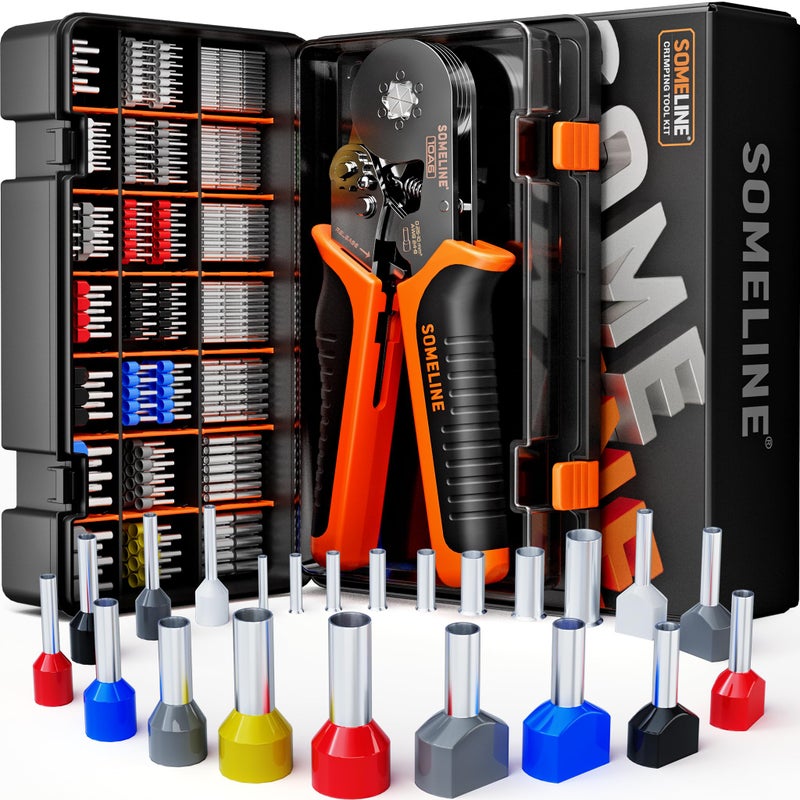 SOMELINE Ferrule Hexagonal Crimping Tool Kit, 21 Sizes Ferrules, 24-8 AWG Ferrule Crimper, Hexagonal Crimp Pliers Ferrule Terminal Kit - Image 1