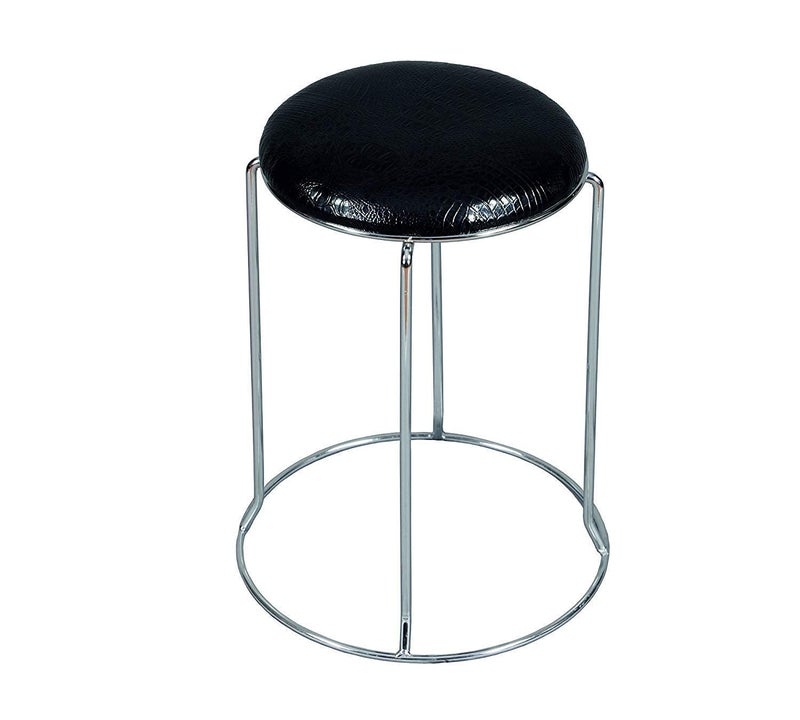 JOJO Cushion Home Stainless Steel Dining Stool Round Living Room Metal Sofa Stool Shoe Changing Stool Makeup Stool 45CM (Pack of 1 Black) - Image 1