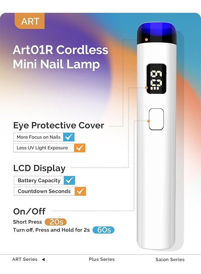 عام مصباح الأظافر اللاسلكي المحمول المصغر مع شاشة LCD ، غطاء محمي العين ، معالجة الفلاش للغراء ، أبيض - Image 2