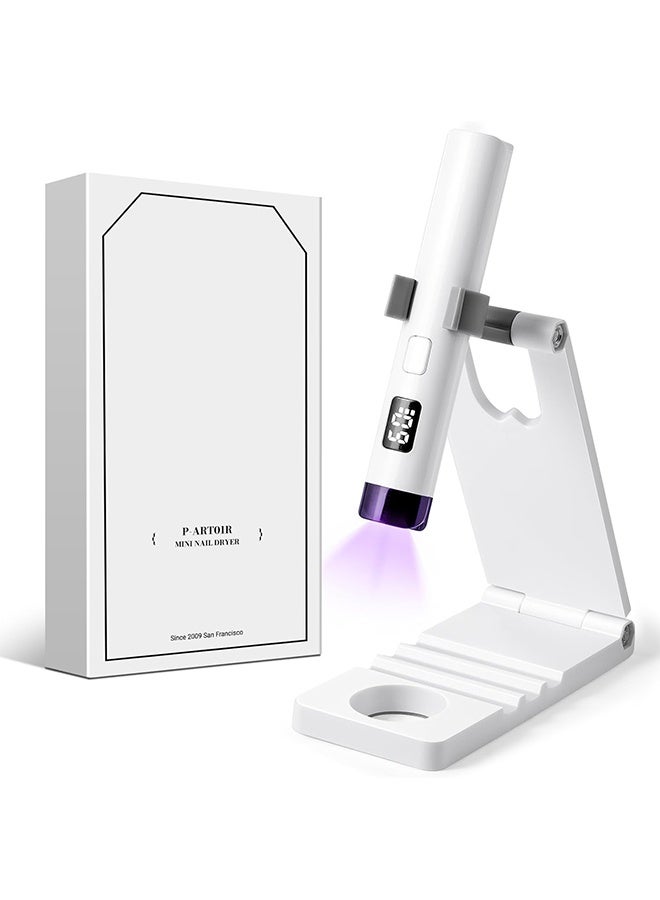 عام مصباح الأظافر اللاسلكي المحمول المصغر مع شاشة LCD ، غطاء محمي العين ، معالجة الفلاش للغراء ، أبيض - Image 1