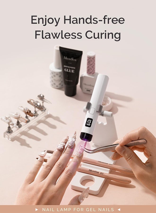 عام مصباح الأظافر اللاسلكي المحمول المصغر مع شاشة LCD ، غطاء محمي العين ، معالجة الفلاش للغراء ، أبيض - Image 5