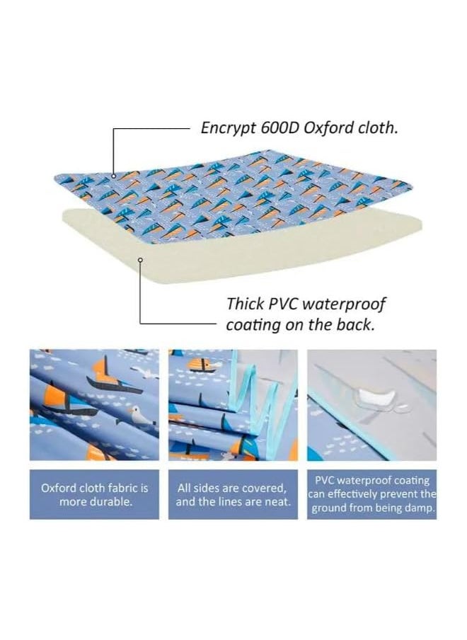 erorex EROREX Foldable Picnic Blanket Waterproof Beach Blanket Waterproof Picnic Blanket Portable Picnic Mat Portable Beach Mat For Outdoor Camping Family Outdoor Park Garden Blue（145 ×180cm）, Full  - Image 4