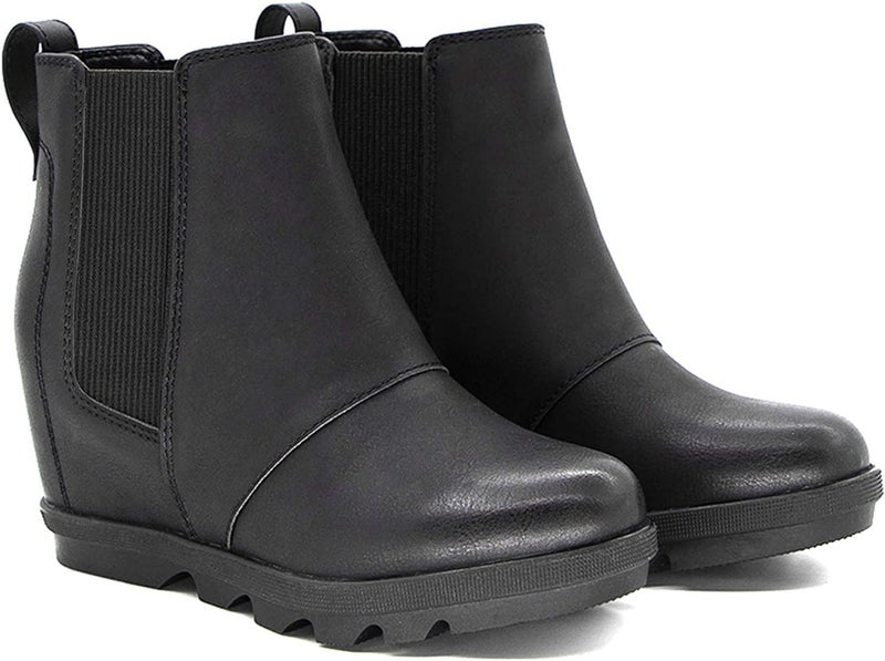 Athlefit Womens Wedge Boots Comfortable Ankle Wedge Black Booties Size 7