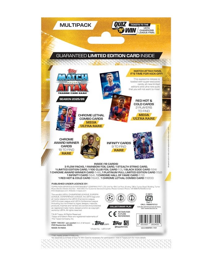 توبس لعبة بطاقات التداول والتجميع Topps UEFA Champions League Match Attax 2025-26 (عبوة متعددة من 4 بطاقات) - Image 2