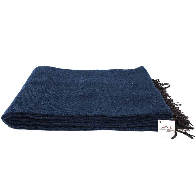 Open Road Goods Handmade Solid Color Yoga Blanket - Thick Mexican Blanket or Throw - Made for Yoga! (Slate Blue Blanket) - Image 1