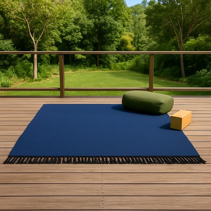 Open Road Goods Handmade Solid Color Yoga Blanket - Thick Mexican Blanket or Throw - Made for Yoga! (Slate Blue Blanket) - Image 4