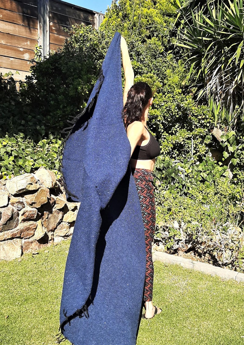 Open Road Goods Handmade Solid Color Yoga Blanket - Thick Mexican Blanket or Throw - Made for Yoga! (Slate Blue Blanket) - Image 3