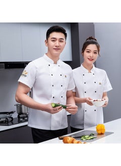 NIBEMINENT Hot Pot Restaurant Waiter Work Uniform Short Sleeved Chef Uniform Men's and Women's Hotel Kitchen Work Uniform  - Image 1