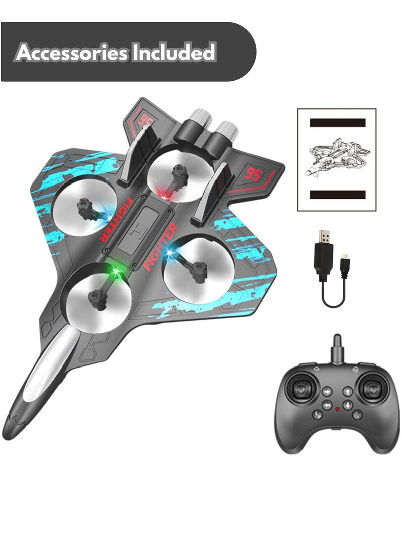 RC Aeroplane 2.4GHz Remote Control L 25 Quadcopter Floating Fighter Plane – RTF Airplane Toy with Colored Lights and USB Charging, Ideal for Beginners, Kids, and Adults