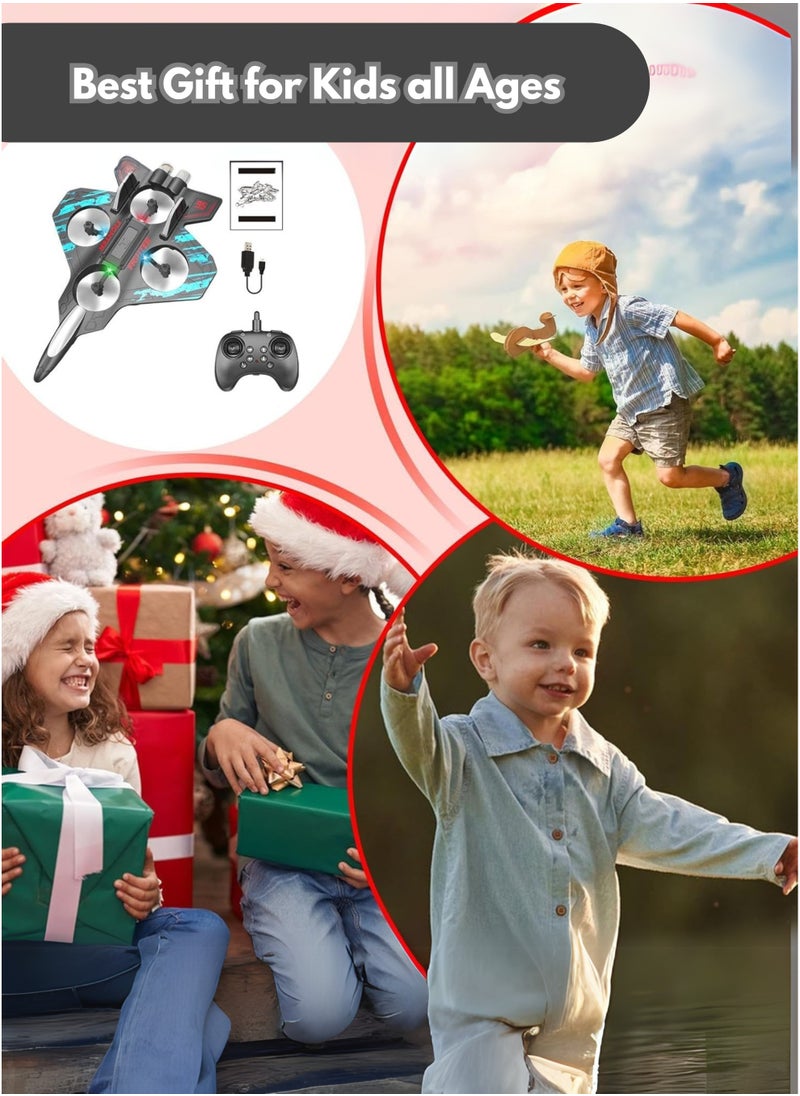 RC Aeroplane 2.4GHz Remote Control L 25 Quadcopter Floating Fighter Plane – RTF Airplane Toy with Colored Lights and USB Charging, Ideal for Beginners, Kids, and Adults