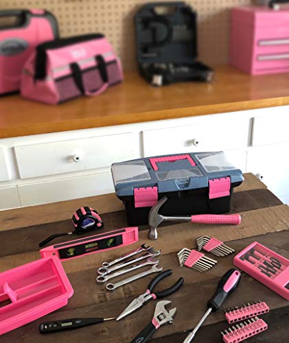 Apollo Tools 53 Piece Household Tool Set Includes Tools and Tool Box with a Selection of Most Needed Tools for Basic DIY Repairs, Maintenance and Crafts - Pink Ribbon - Image 4