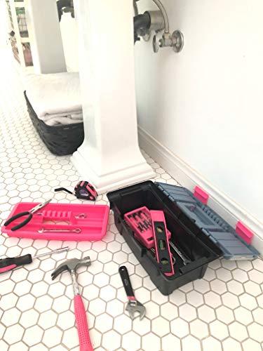 Apollo Tools 53 Piece Household Tool Set Includes Tools and Tool Box with a Selection of Most Needed Tools for Basic DIY Repairs, Maintenance and Crafts - Pink Ribbon - Image 5