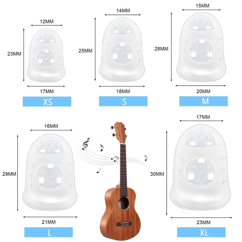 Augsun 40 Pcs Silicone Guitar Finger Guards Guitar Fingertip Protection Covers Caps with 10pcs Guitar Picks for Stringed Instruments(5 Sizes) - Image 2