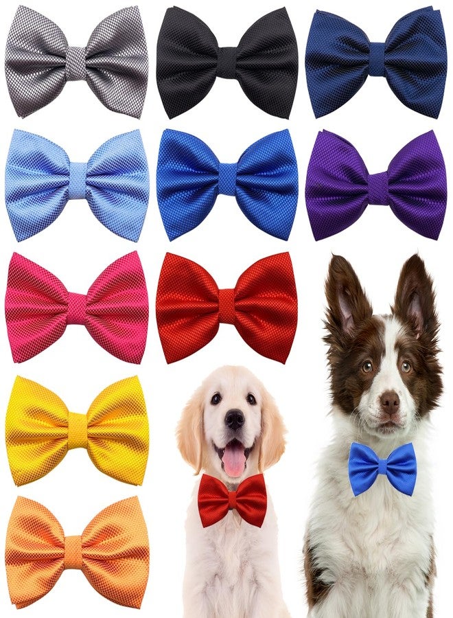 PET SHOW 10pcs 2.5”X4.5” Large Dogs Collar Attachment Bow Ties Embellishment Girls Boys Medium Dog Puppies Cats Collar Charms Accessories Bulk Slides Bowties for Birthday Wedding Parties - Image 1