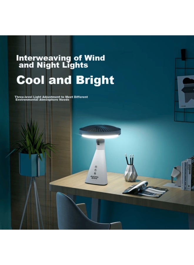 Aucma Electric Fan, Desktop Mini Fan, Rechargeable Usb Portable Handheld Fan For Home, Dormitory, Office, Bedside Night Light, Battery-powered Fss-w108j - Image 2