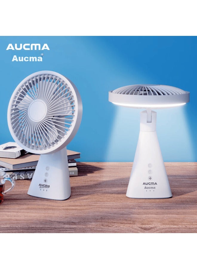 Aucma Electric Fan, Desktop Mini Fan, Rechargeable Usb Portable Handheld Fan For Home, Dormitory, Office, Bedside Night Light, Battery-powered Fss-w108j - Image 1