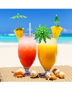 Y&D Cocktail Picks, 50 Pcs Drink Sticks Coconut Palm Tree Umbrellas Fruit Picks 6 Inch Parasol Handmade Paper Umbrella with wood toothpicks for Appetizers Drinks and Icecream Decoration  - Image 3