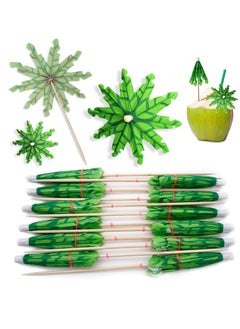 Y&D Cocktail Picks, 50 Pcs Drink Sticks Coconut Palm Tree Umbrellas Fruit Picks 6 Inch Parasol Handmade Paper Umbrella with wood toothpicks for Appetizers Drinks and Icecream Decoration  - Image 1