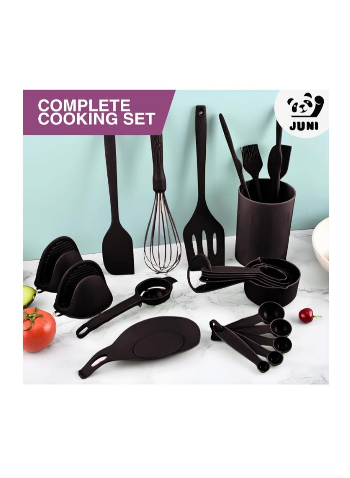 JUNI Kitchen Utensils Set – 21-Piece Silicone Kitchen Utensils Set, Heat-Resistant Silicone Cooking Utensils, Non-Stick Cookware Safe Kitchen Tool Set, BPA-Free with Storage Holder - Image 3